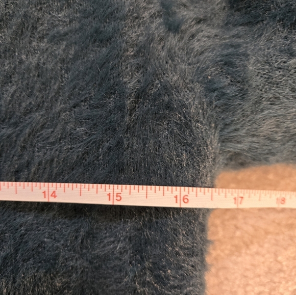 BANANA REPUBLIC Dark Teal Fuzzy Sweater with Gold Button Shoulder Detail.Size XS - Picture 8 of 9